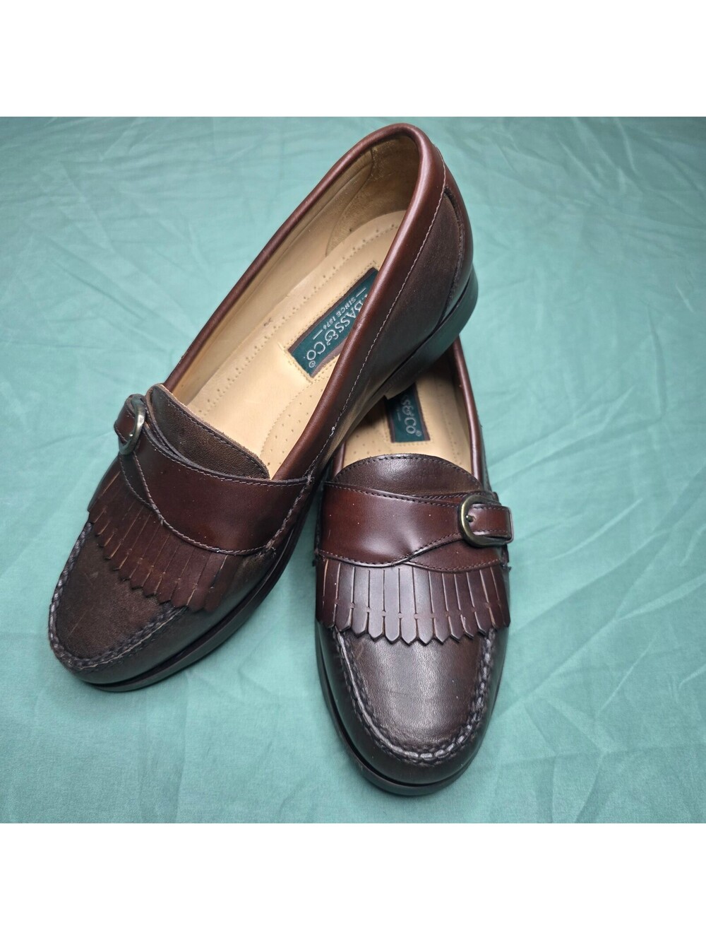 G.H. Bass & Co. Leather Kiltie Loafers Side buckle Womens 7.5 Vintage